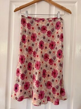 LOFT 100% Silk Floral Skirt